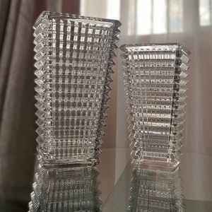 RECTANGULAR GLASS VASE 11" TALL